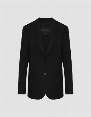 Blazer Urban Revivo Notch Lapel Droit Homme Noir | SDP4040ZS