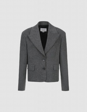 Blazer Urban Revivo Peak Lapel Tailored Collar Femme Grise | LYV5528GG