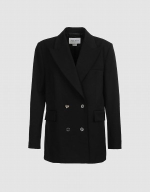 Blazer Urban Revivo Plain Double Breasted Femme Noir | FKE3696VC