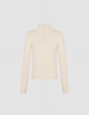 Cardigan Urban Revivo Button Half Placket Tricoté Femme Beige | MPY1559PK