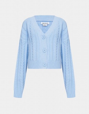 Cardigan Urban Revivo Cable Knit Button Up Femme Bleu | CKF5130SN