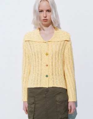 Cardigan Urban Revivo Colorful Buttons Droit Tricoté Femme Jaune | WRB5778NC