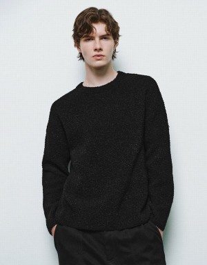 Cardigan Urban Revivo Crew Neck Tricoté Homme Noir | DBY8751RK