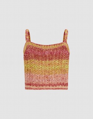 Cardigan Urban Revivo Crochet Rayé Tricoté Cami Top Femme Multicolore | FUZ2669FG