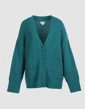 Cardigan Urban Revivo Drop Shoulder Patched Pocket Button Up Femme Vert | AYZ7318TP