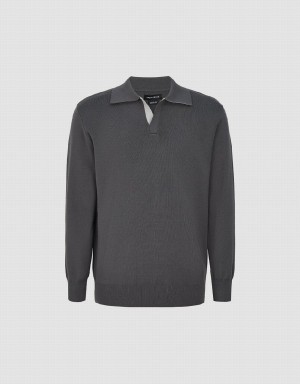 Cardigan Urban Revivo Lapel Tricoté Homme Grise Foncé | AYA9348BJ