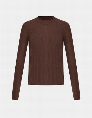 Cardigan Urban Revivo Minimalistic Solid Tricoté Top Femme Marron Foncé | GND5132VB