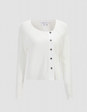 Cardigan Urban Revivo Plain Button Up Femme Blanche | IVH6374LO