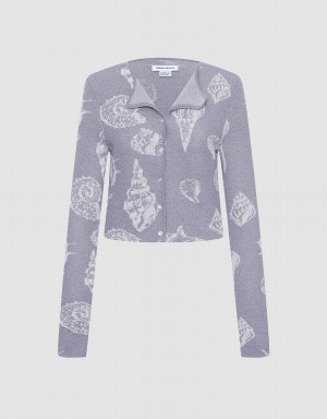 Cardigan Urban Revivo Seashell Button Up Femme Grise | HQU4973UW