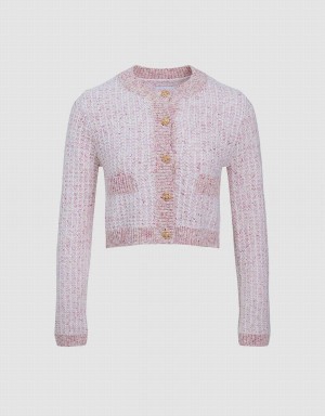 Cardigan Urban Revivo Tweed Button Up Femme Rose | CQA7038KZ