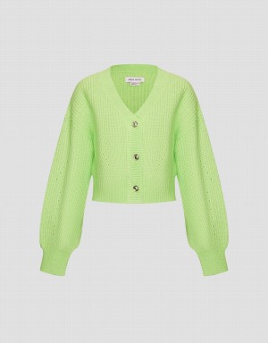 Cardigan Urban Revivo V-Neck Knit Femme Vert | HKW9773MC