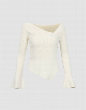 Cardigan Urban Revivo V-Neck Mince Tricoté Femme Blanche | CAK3586ZX