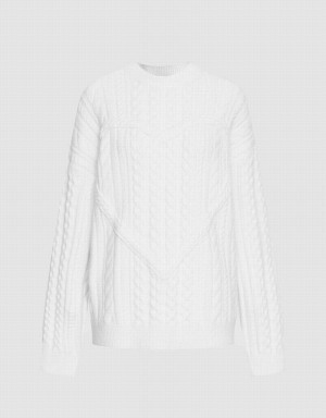 Chandails Urban Revivo Heart Cable Knit Femme Blanche | TFV8314EF