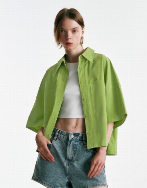 Chemises Urban Revivo Button Up A-Line Femme Vert | OYW3828DP