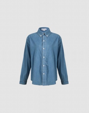 Chemises Urban Revivo Button Up Denim Femme Bleu | FDO9810SL