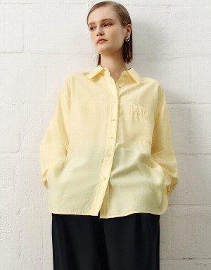 Chemises Urban Revivo Button Up Droit Femme Jaune | ZMU2786AV