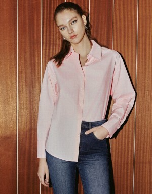 Chemises Urban Revivo Button Up Droit Femme Rose | GQR4173MS