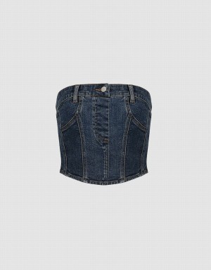 Chemises Urban Revivo Denim Top Femme Bleu | PSD9764GF