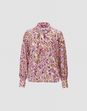 Chemisier Urban Revivo Bow Detail Floral Femme Violette | WGC9863TS