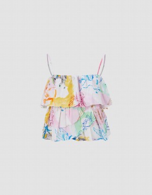 Chemisier Urban Revivo Printed Ruffle Cami Top Femme Multicolore | MZR6386GA