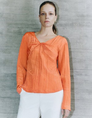 Chemisier Urban Revivo V-Neck Overhead Femme Orange | YCJ7324VV