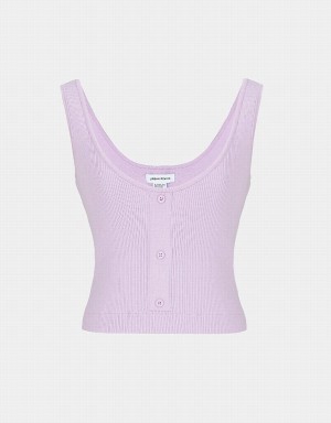 Debardeur Urban Revivo Button Front Sans Manches Knit Femme Violette | FVO295KL