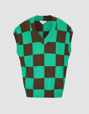 Debardeur Urban Revivo Checkered Femme Vert | ONO1233HG