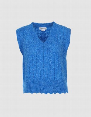 Debardeur Urban Revivo Fuzzy Cable Knit Femme Bleu | CIN3690OW