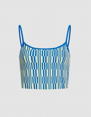 Debardeur Urban Revivo Geo Pattern Tricoté Cami Femme Bleu | EOE3246VZ