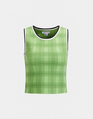 Debardeur Urban Revivo Plaid Jacquard Tricoté Femme Vert | AXW5573RA