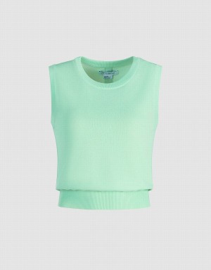 Debardeur Urban Revivo Plain Crew Neck Tricoté Femme Vert | CUN5642OJ