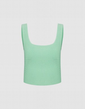 Debardeur Urban Revivo Plain Nervuré Knit Femme Vert | OAE2526LZ