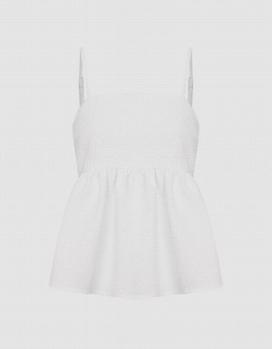 Debardeur Urban Revivo Ruffle Hem Cami Femme Blanche | SOK8478HH