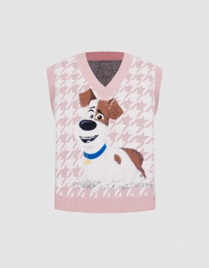 Debardeur Urban Revivo The Secret Life Of Pets Houndstooth Femme Rose | GQC2366BS