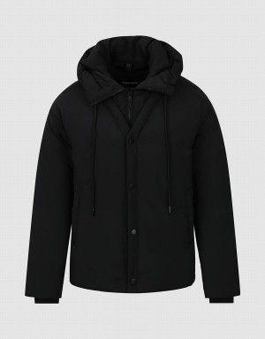 Doudoune Urban Revivo Zippé Front Encapuchonné Homme Noir | UQW1213GV