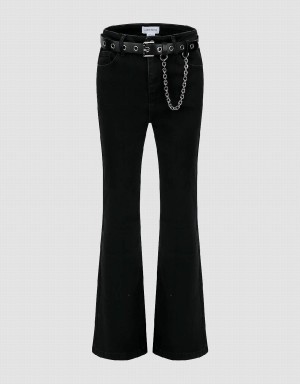 Jean Urban Revivo Flare With Belt Femme Noir | ZKX3040NF