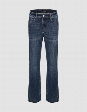 Jean Urban Revivo Raw Hem Droit Femme Bleu | LVF910ZW