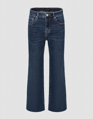 Jean Urban Revivo Raw Hem Droit Femme Bleu | EDZ4964RS