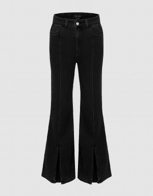 Jean Urban Revivo Split Hem Flare Femme Noir | LVN3817AJ