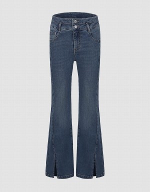 Jean Urban Revivo Split Hem Flare Femme Bleu | FIN4971WA