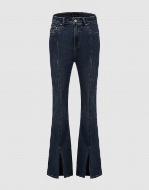 Jean Urban Revivo Split Hem Flare Femme Bleu | VVR5214JW