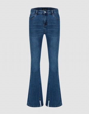 Jean Urban Revivo Split Hem Flare Femme Bleu | TUS265PR