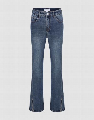 Jean Urban Revivo Split Hem Flare Femme Bleu | VLG894LW