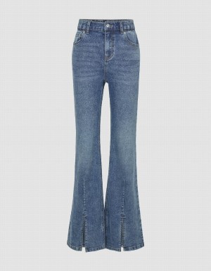 Jean Urban Revivo Split Hem Flare Femme Bleu | DAG6458RN