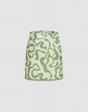 Jupes Urban Revivo Abstract Graffiti Print Femme Vert | RXR6272RH