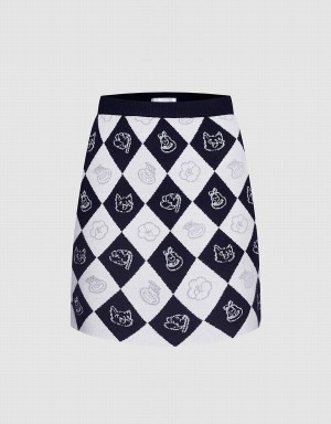 Jupes Urban Revivo Argyle Pattern Tricoté Femme Grise | ZXG4845TW