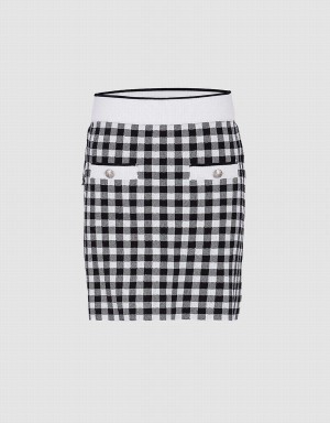 Jupes Urban Revivo Checkered Tricoté Femme Grise | BPQ6583EP