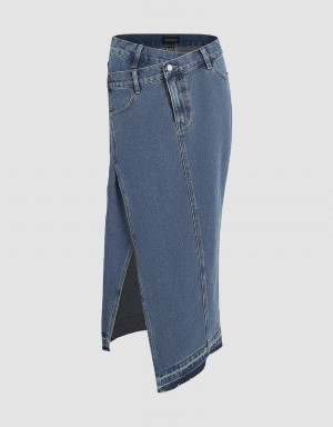 Jupes Urban Revivo Droit Denim Femme Bleu | GJM974KQ