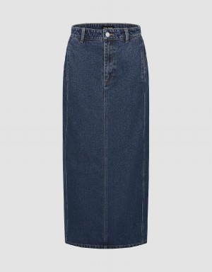 Jupes Urban Revivo Midi Droit Denim Femme Bleu | AYV296LE