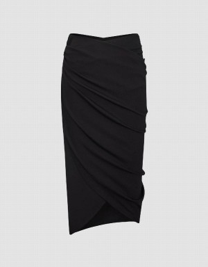 Jupes Urban Revivo Midi Wrapped Fishtail Femme Noir | NIS7640PT